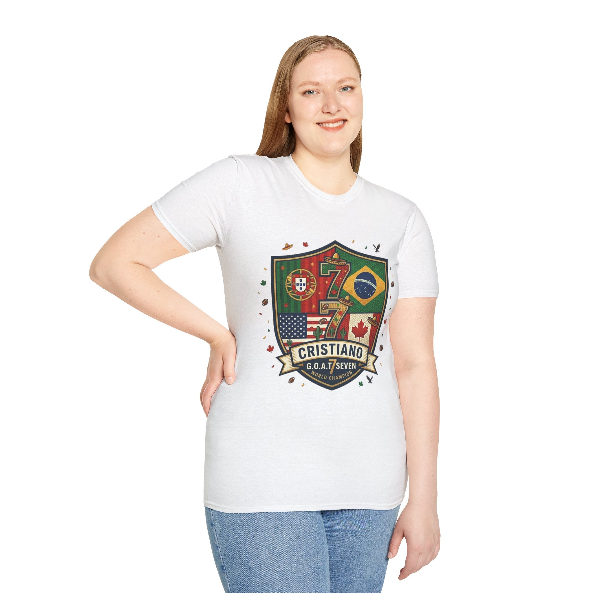 Unisex Portugal GOAT #7 Footballer T-Shirt - G.O.A.T. Badge - World Cup 2026 Fan Version