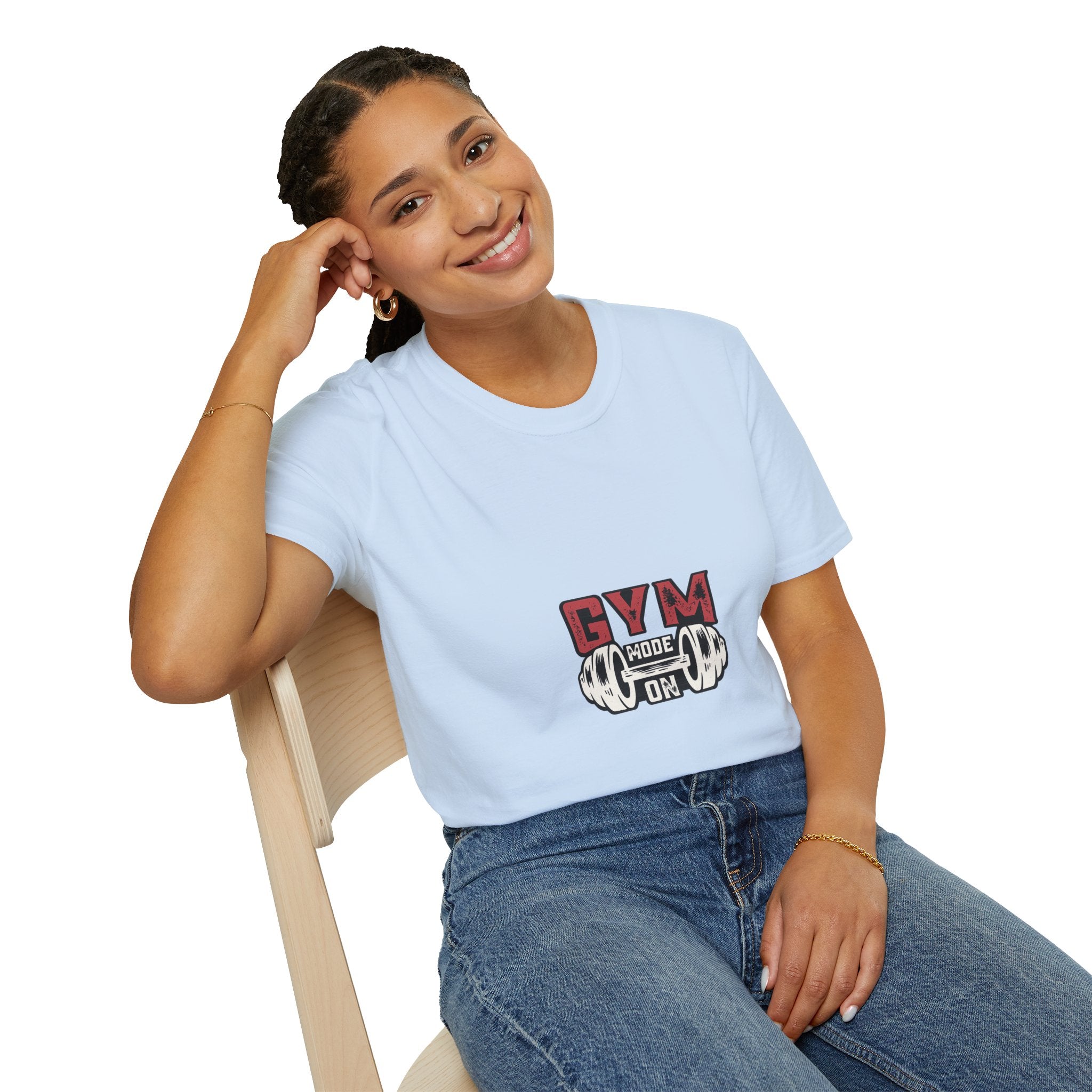 Gym Mode T-Shirt — Fitness Workout Tee with Dumbbell Graphic