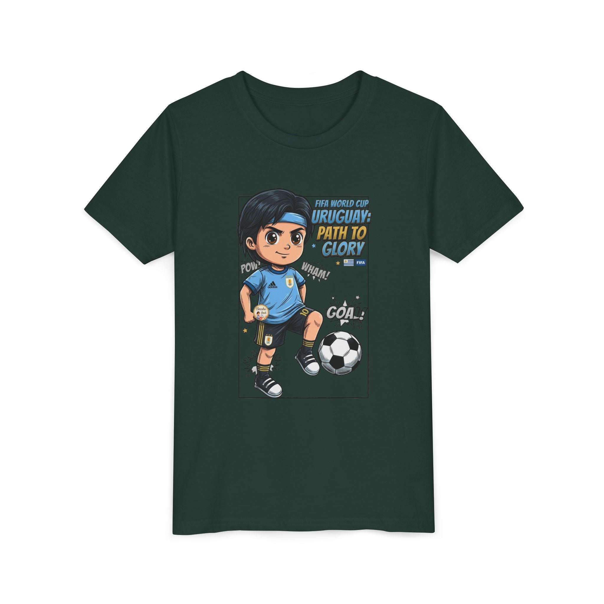 Youth Soccer Tee – Cute Cartoon Player "Ready to Score" Kids Jersey