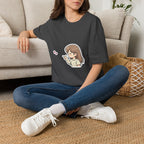 Kawaii Girl Blowing Hearts T-Shirt — Cute Anime Graphic Tee