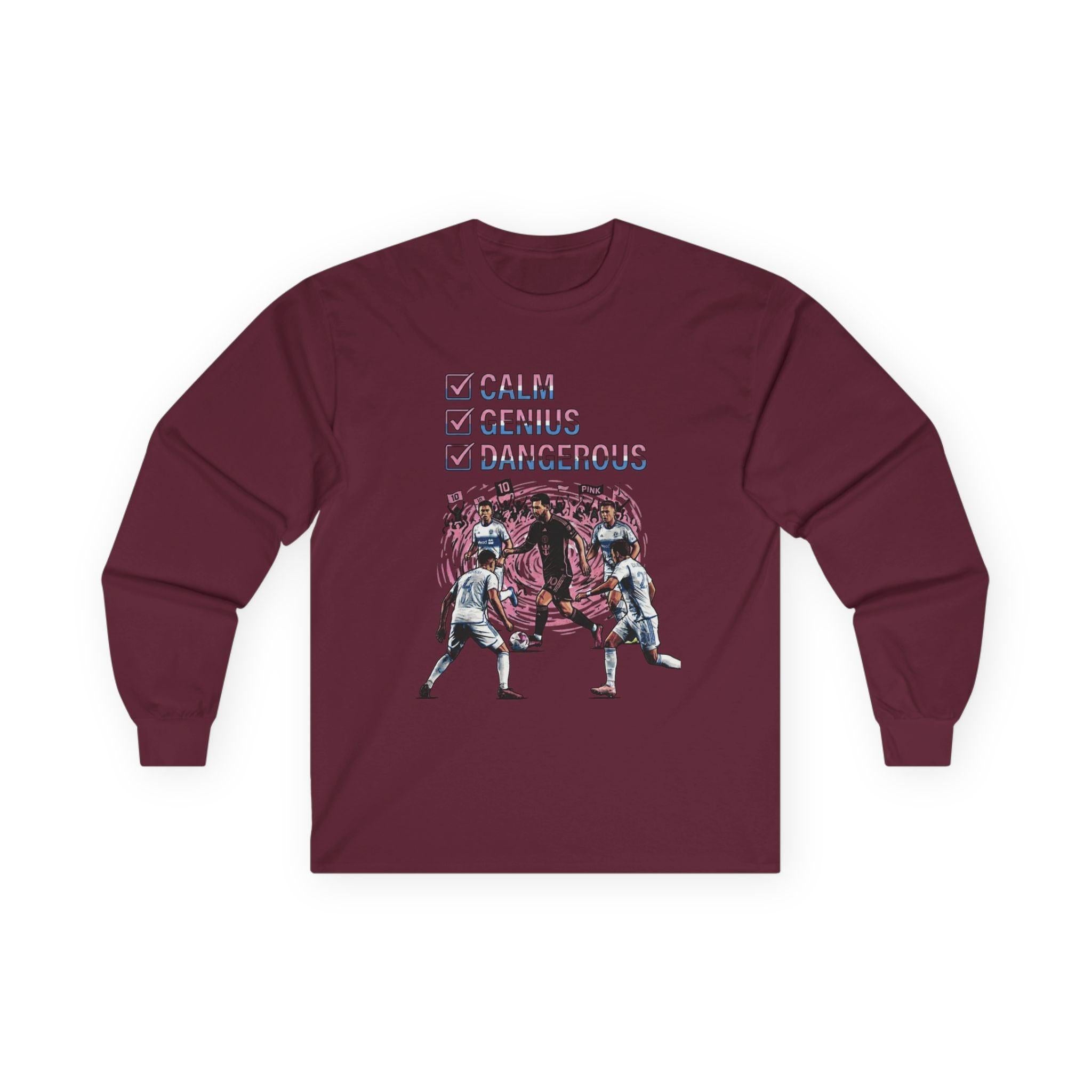 Long Sleeve Football Shirt – World Cup 2026 Fan Tee "Calm Dangerous Genius".