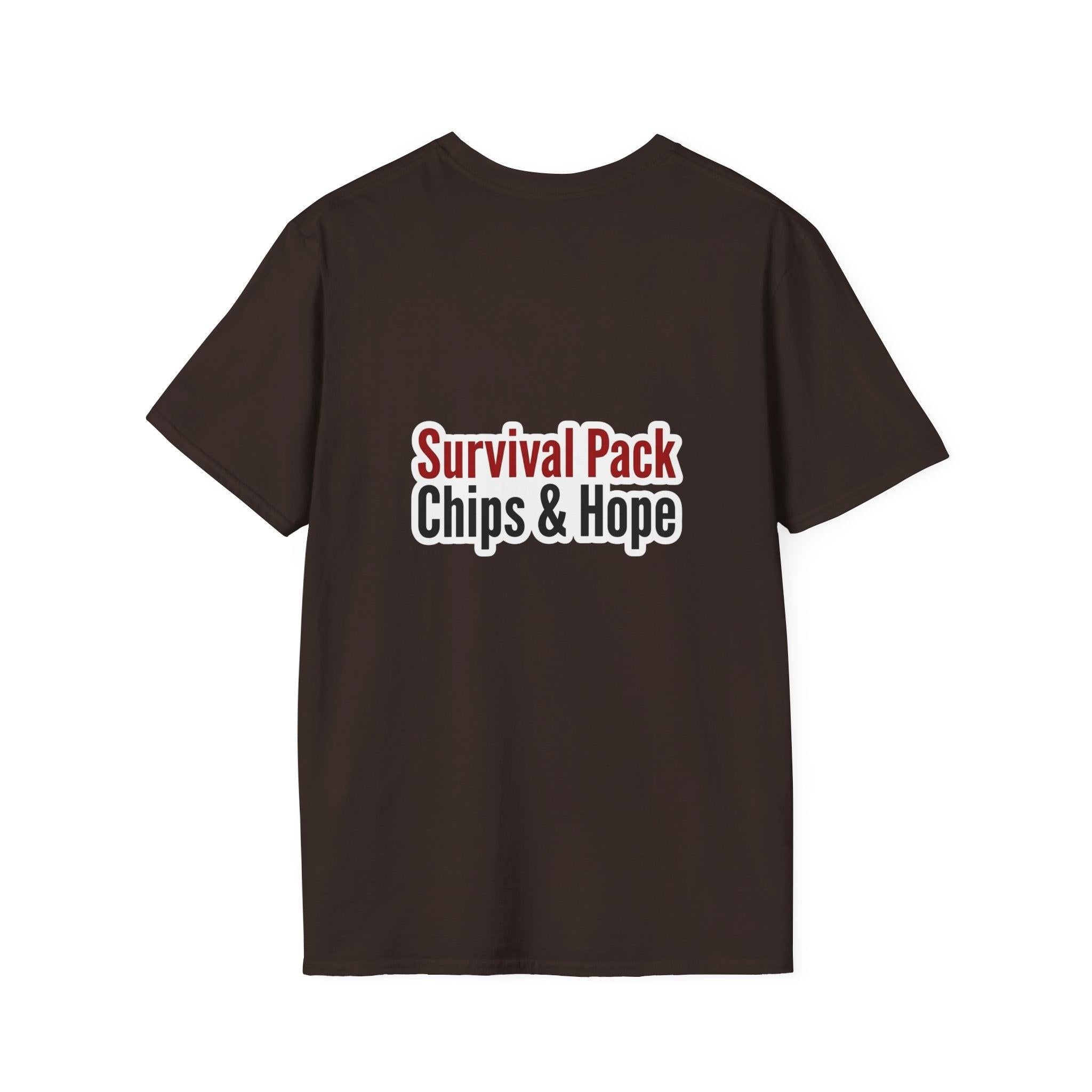 Unisex - Legends Unite Fans’ Choice World Cup T-Shirt — “Survival Pack: Chips & Hope”.