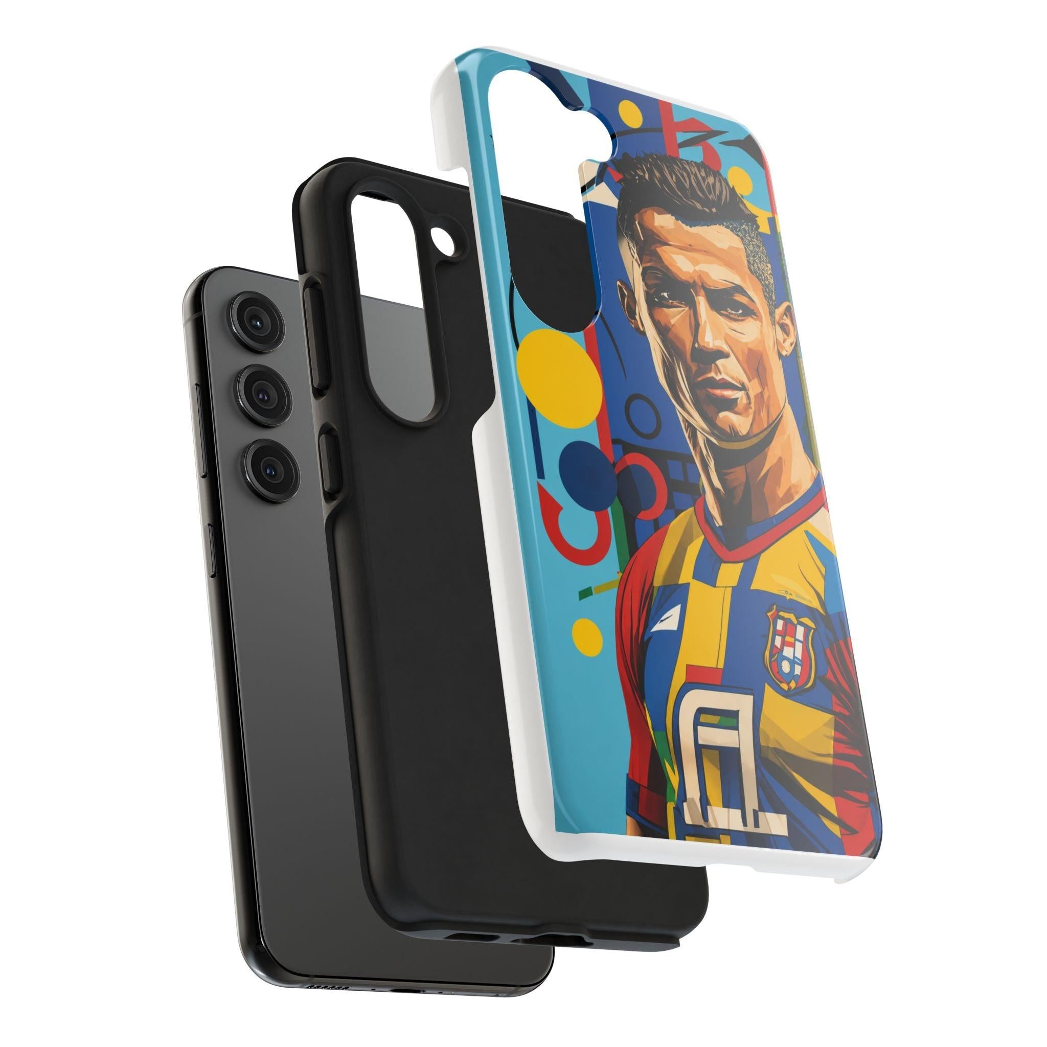 Portugal  legend Pop Art Tough Phone Case — Colorful Soccer Legend Protective Cover.