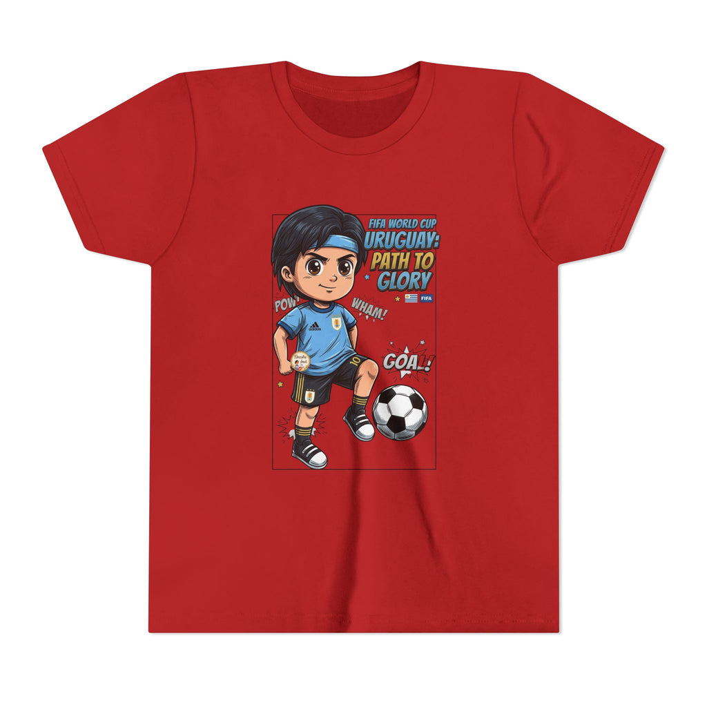 Youth Soccer Tee – Cute Cartoon Player "Ready to Score" Kids Jersey