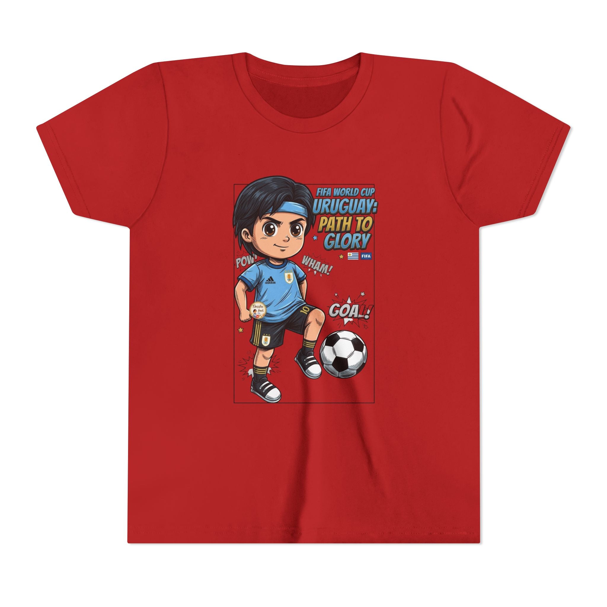 Youth Soccer Tee – Cute Cartoon Player "Ready to Score" Kids Jersey