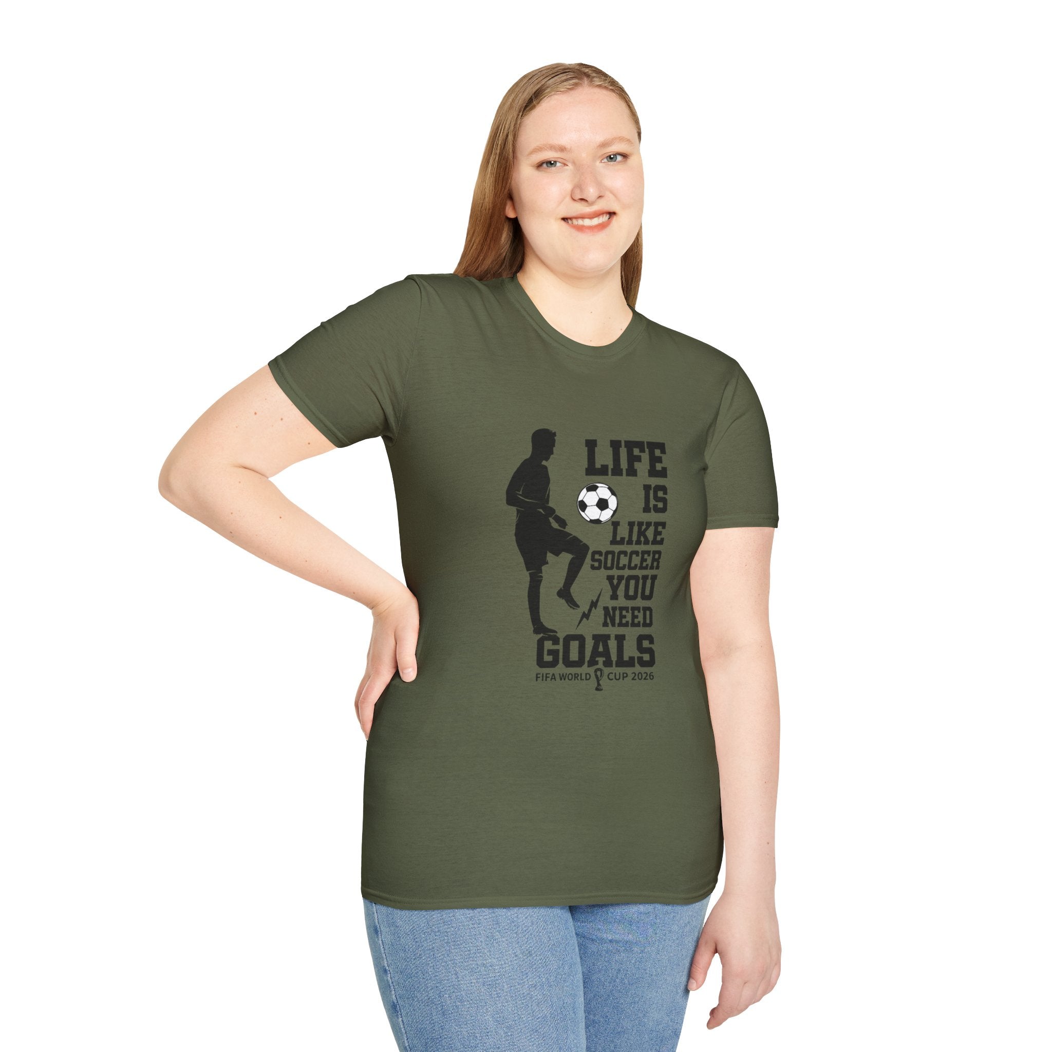 Soccer T-Shirt — "Life Is Like Soccer, You Need Goals" Athletic Tee