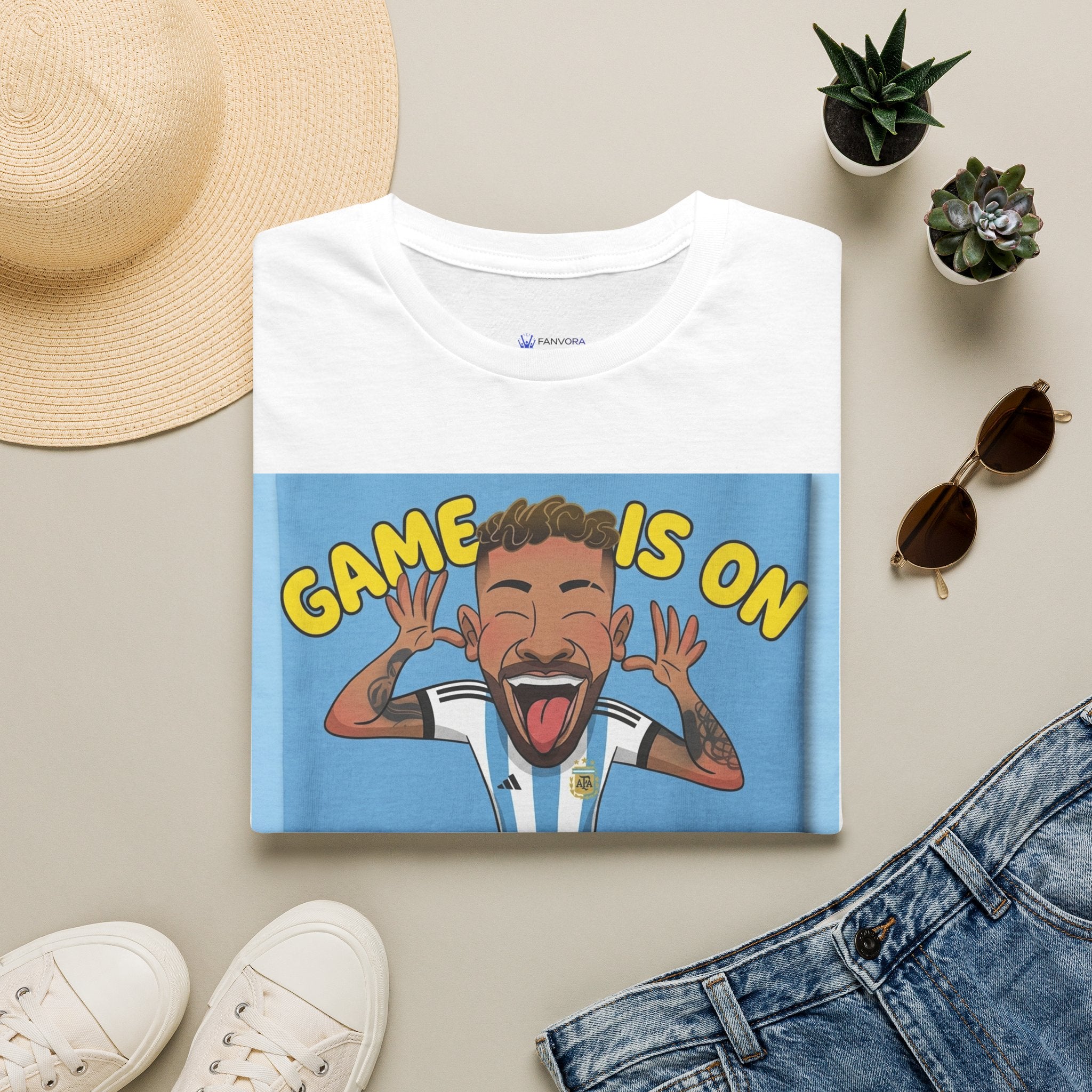 Soccer Fan T-Shirt — "Game Is On" Cartoon Player Graphic