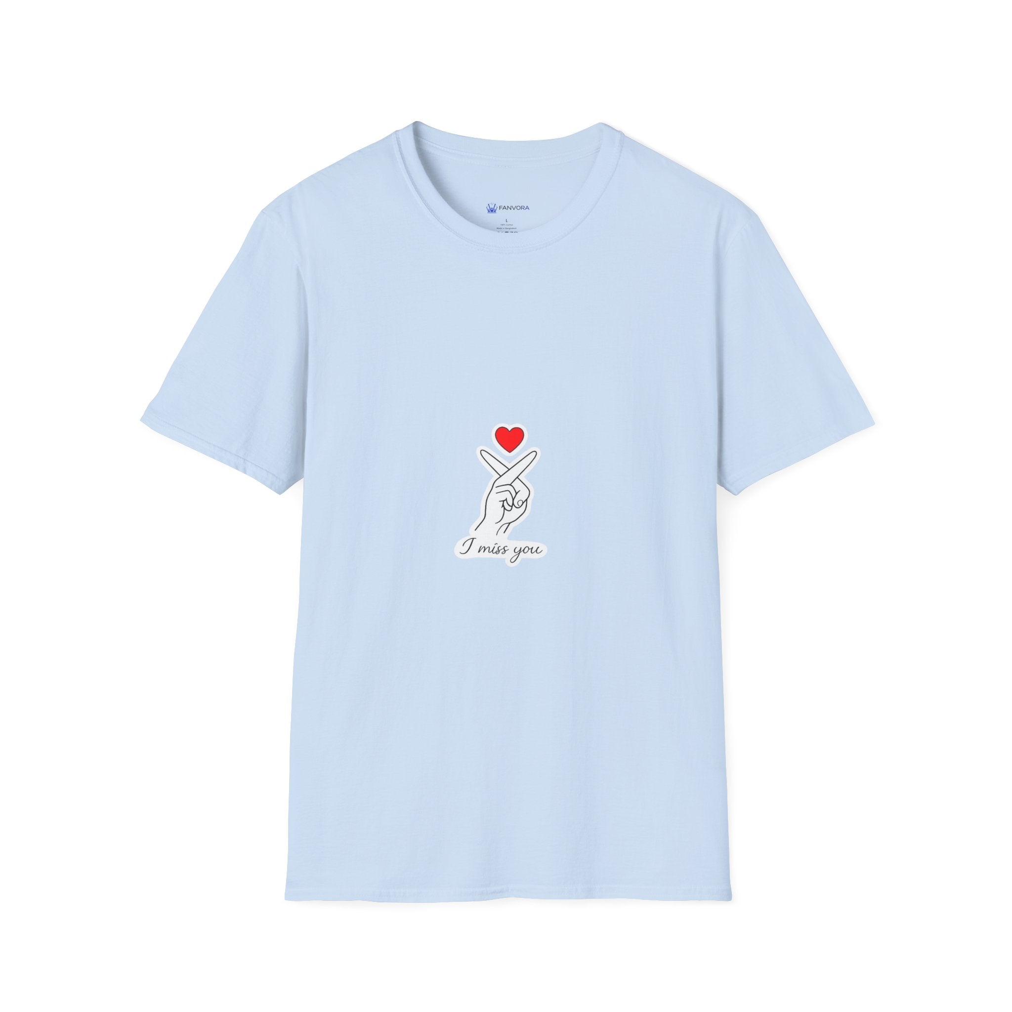 Korean Finger Heart T‑Shirt – I Miss You Minimalist Graphic Tee