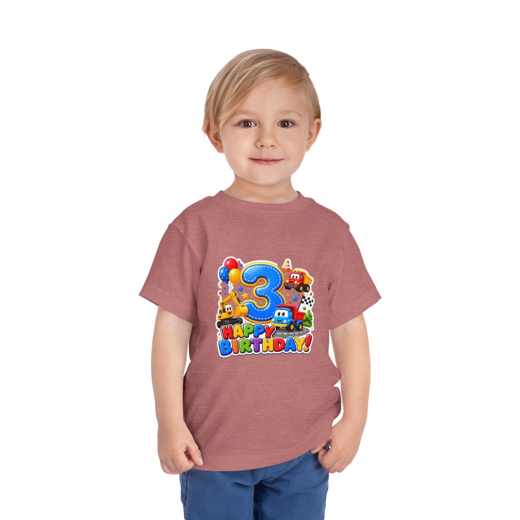 Toddler Birthday Tee — "3" Race Car Happy Birthday Shirt