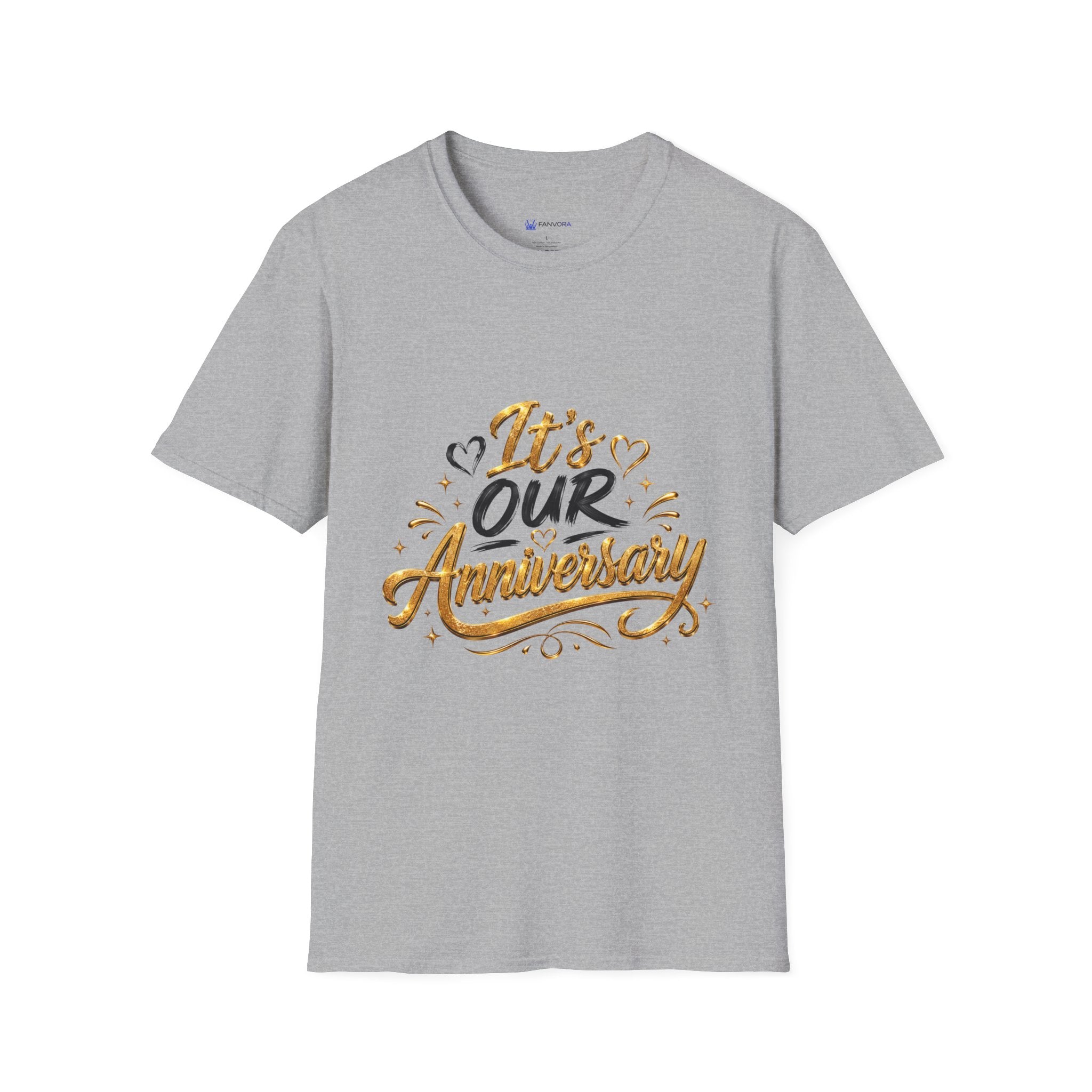 Anniversary T-Shirt — "It's Our Anniversary" Gold Script Tee