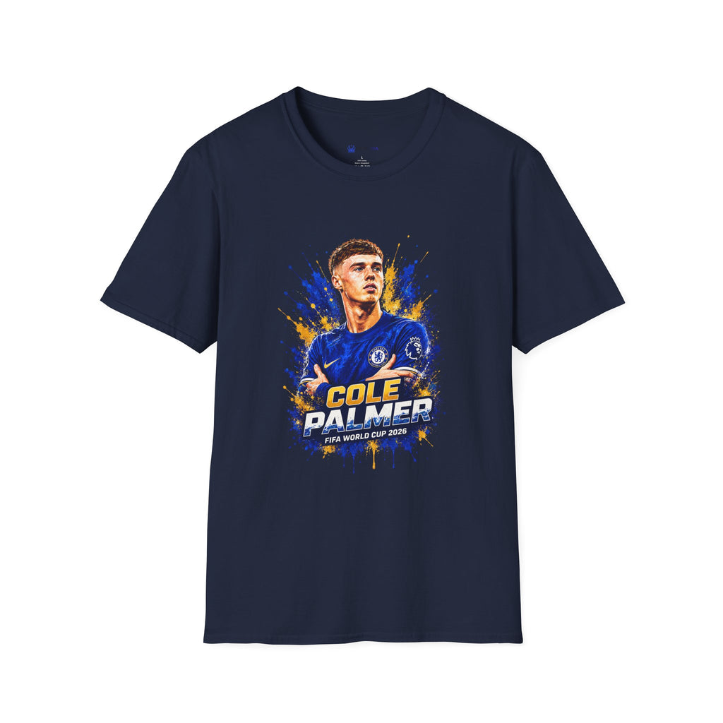 Soccer Player Graphic T-Shirt — 'England Legend' Blue Splash Design