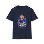 Soccer Player Graphic T-Shirt — 'England Legend' Blue Splash Design