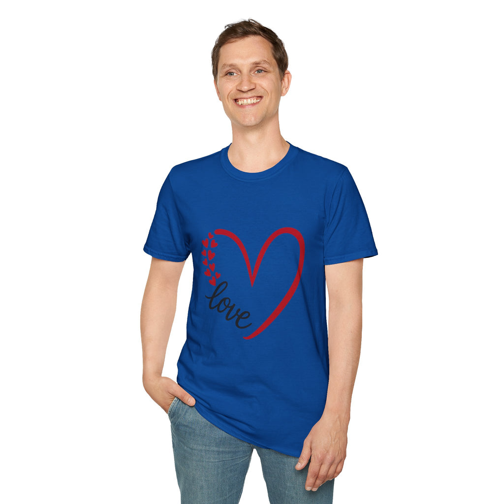 T-Shirt — Love Heart Design with Script 'love' | Romantic Valentine's Tee