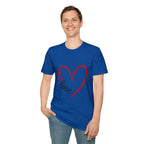 T-Shirt — Love Heart Design with Script 'love' | Romantic Valentine's Tee