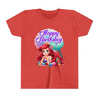 Birthday Youth Tee - Cute Mermaid "Happy Birthday" Graphic