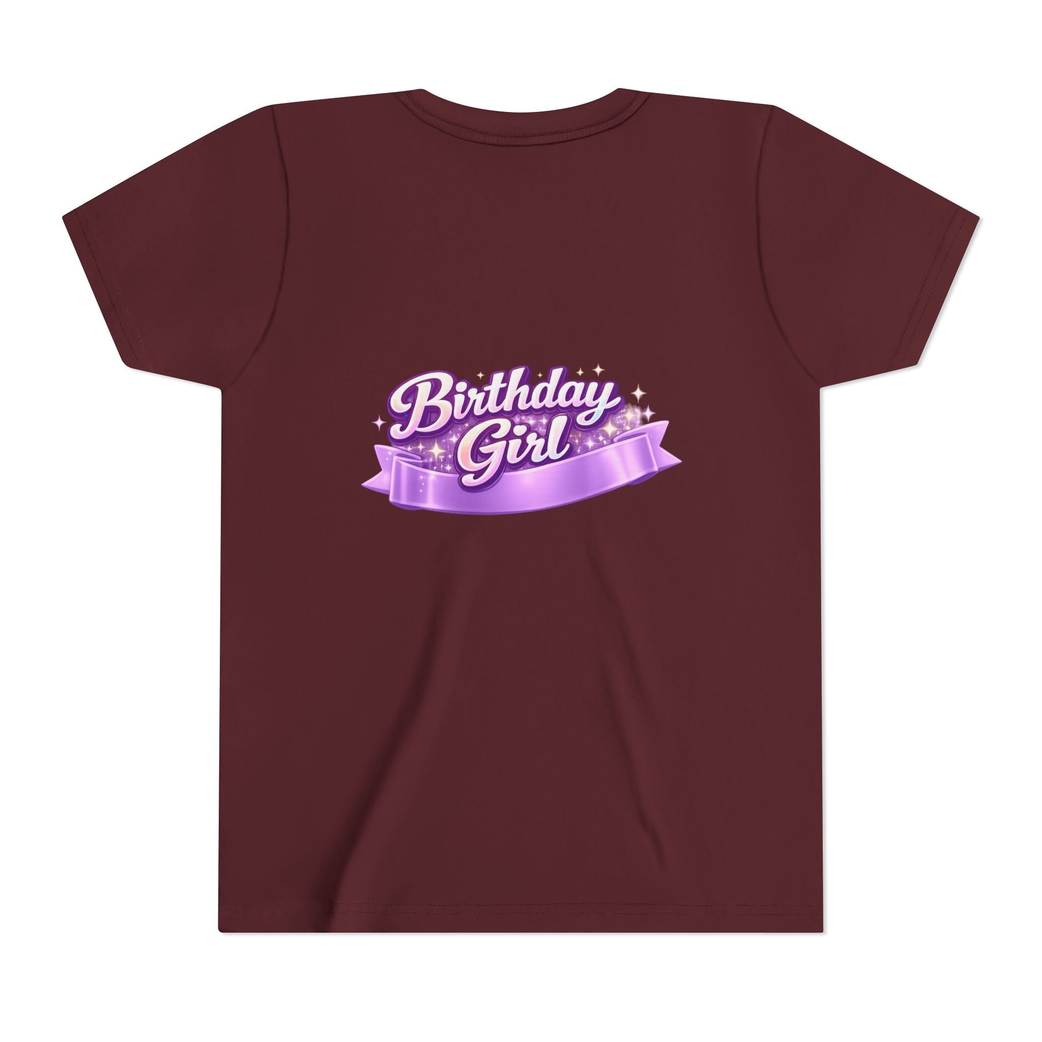 Girls' 5th Birthday Tee - 'Happy Birthday' Glitter Stars Design