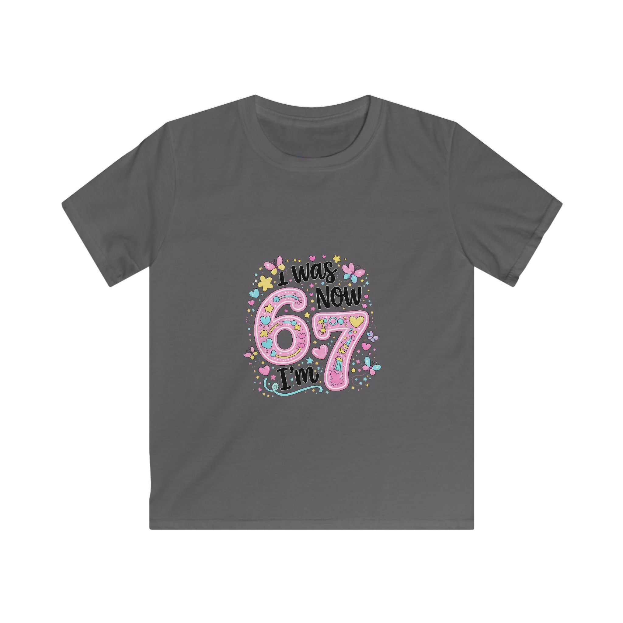 Kids Tee — ‘I Was 6 Now I’m 7’ Birthday Girl Cute Floral Design