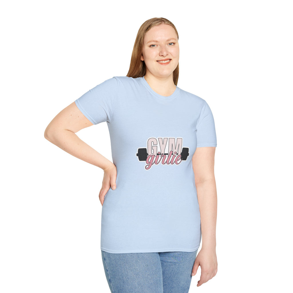 Gym Girlie T-Shirt — Women’s Fitness Tee with Barbell Graphic