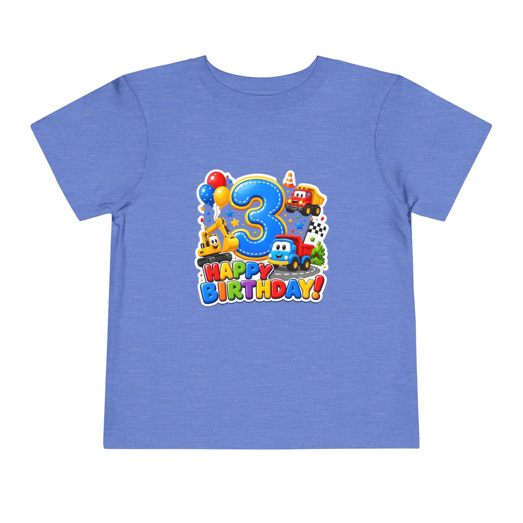 Toddler Birthday Tee — "3" Race Car Happy Birthday Shirt