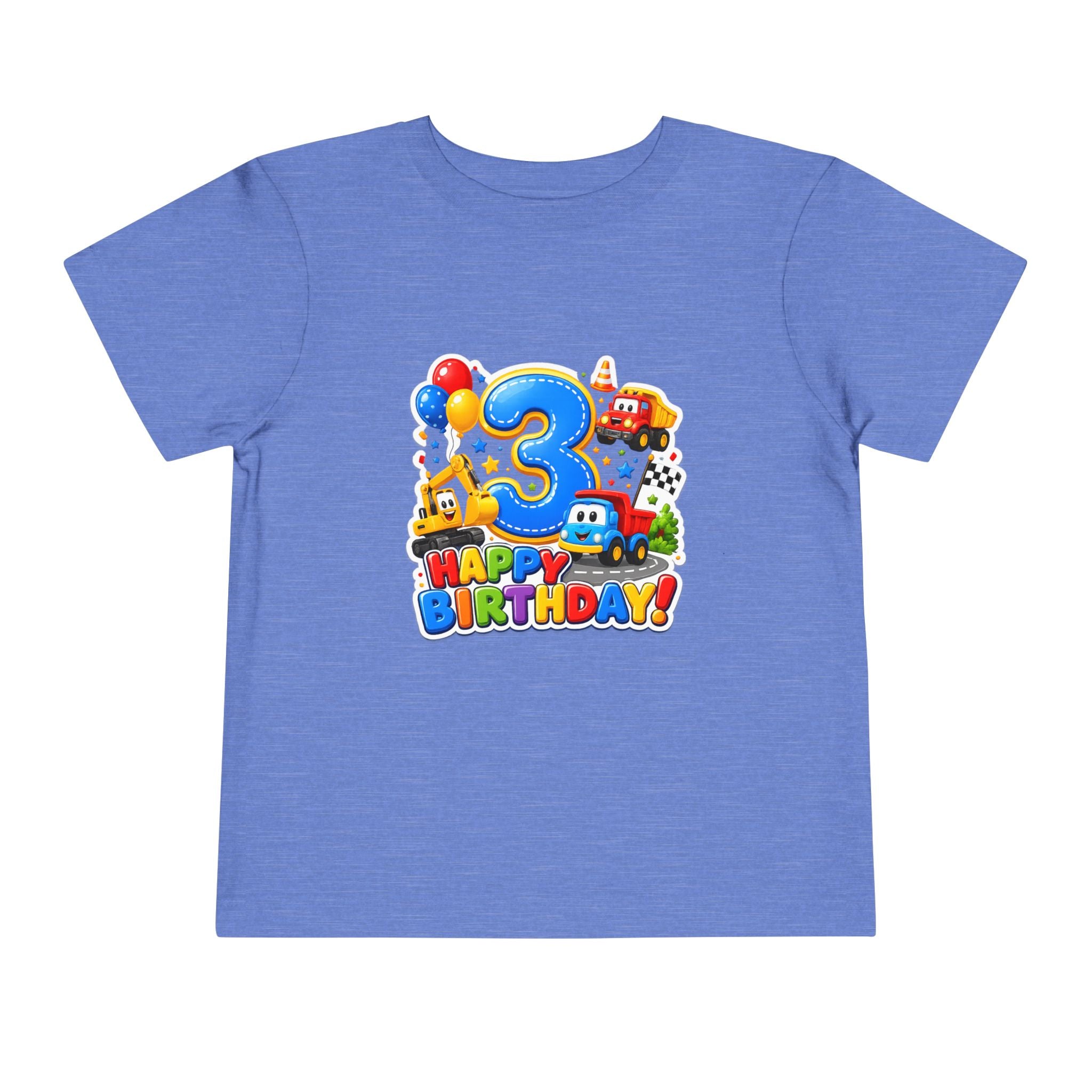 Toddler Birthday Tee — "3" Race Car Happy Birthday Shirt