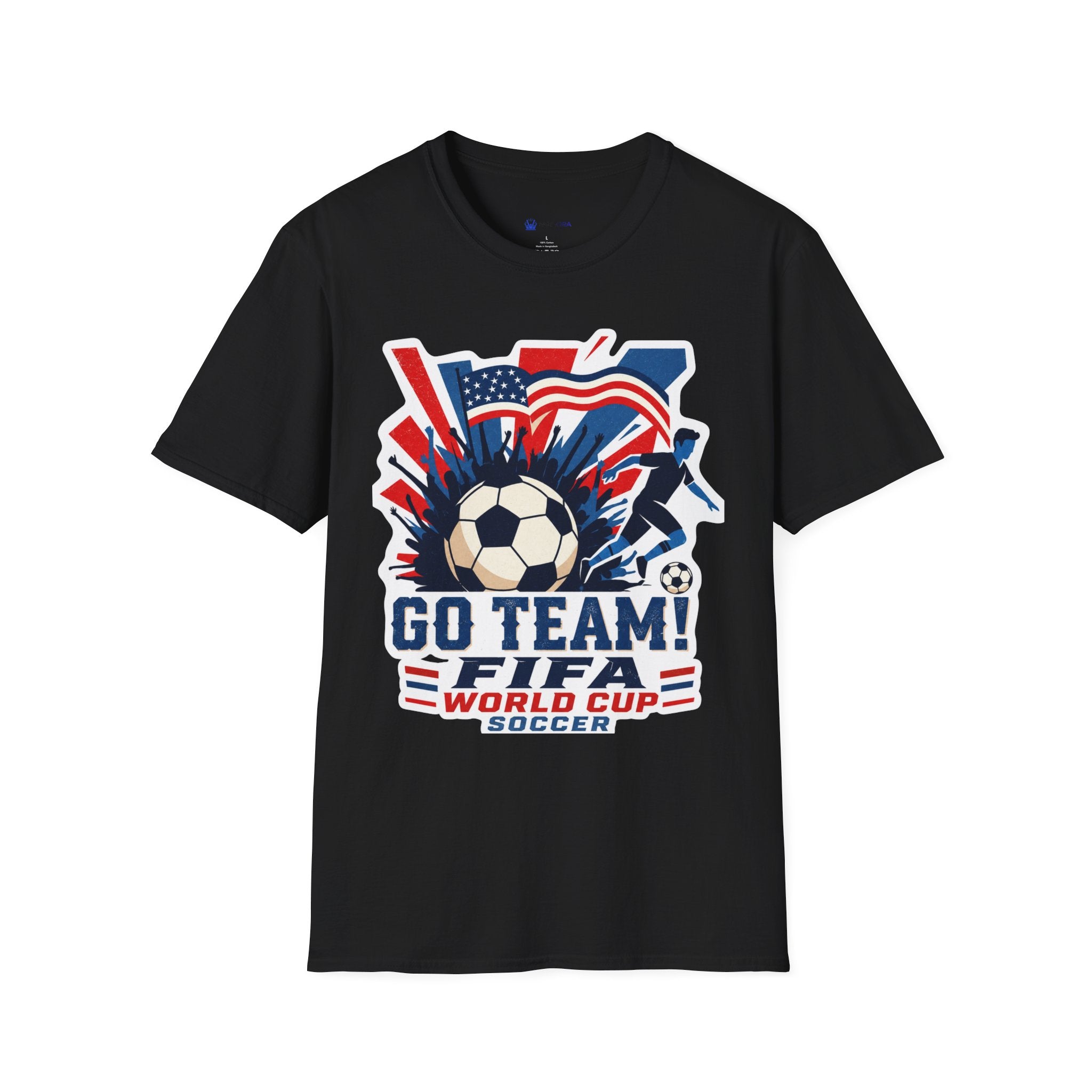 Soccer  Cup T-Shirt – "Go Team! Cup Soccer" USA Flag Design