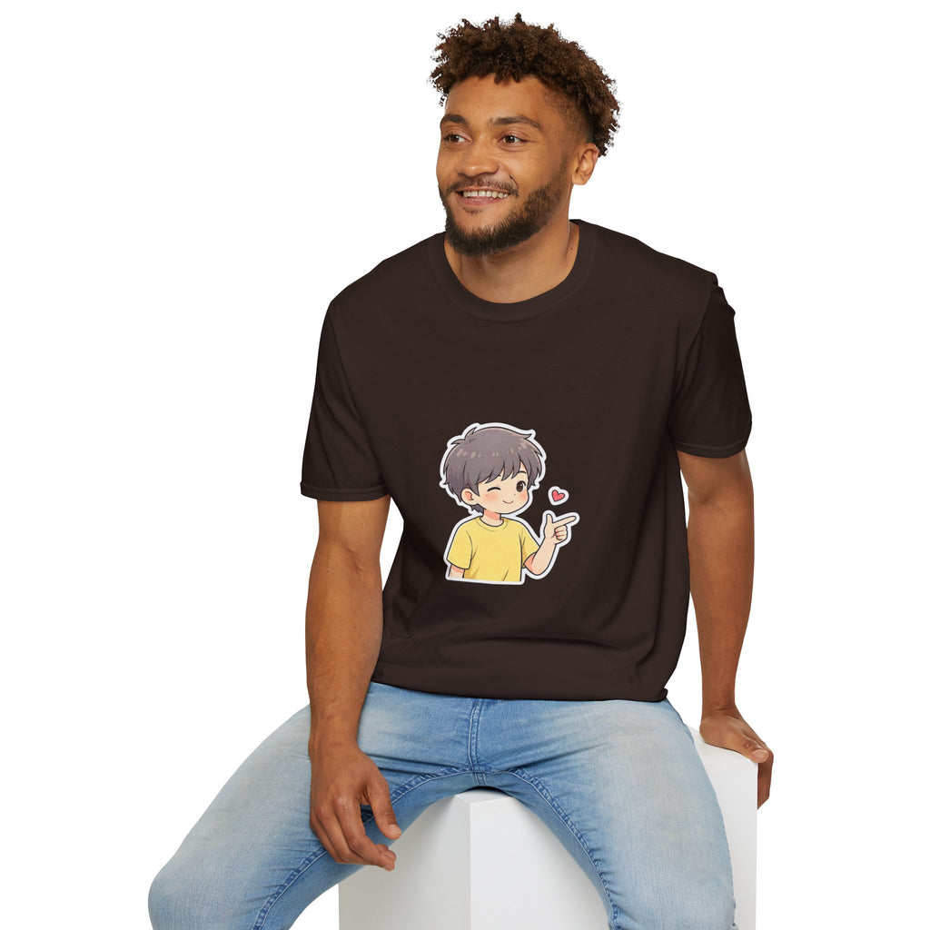 Cute Boy Cartoon Heart T-Shirt – Kawaii Cute Kid Character Tee