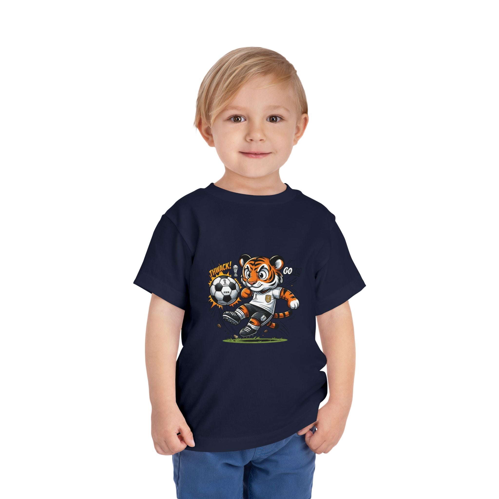 Toddler Soccer Tiger Tee — Cute Kicking Tiger Football Shirt for Kids