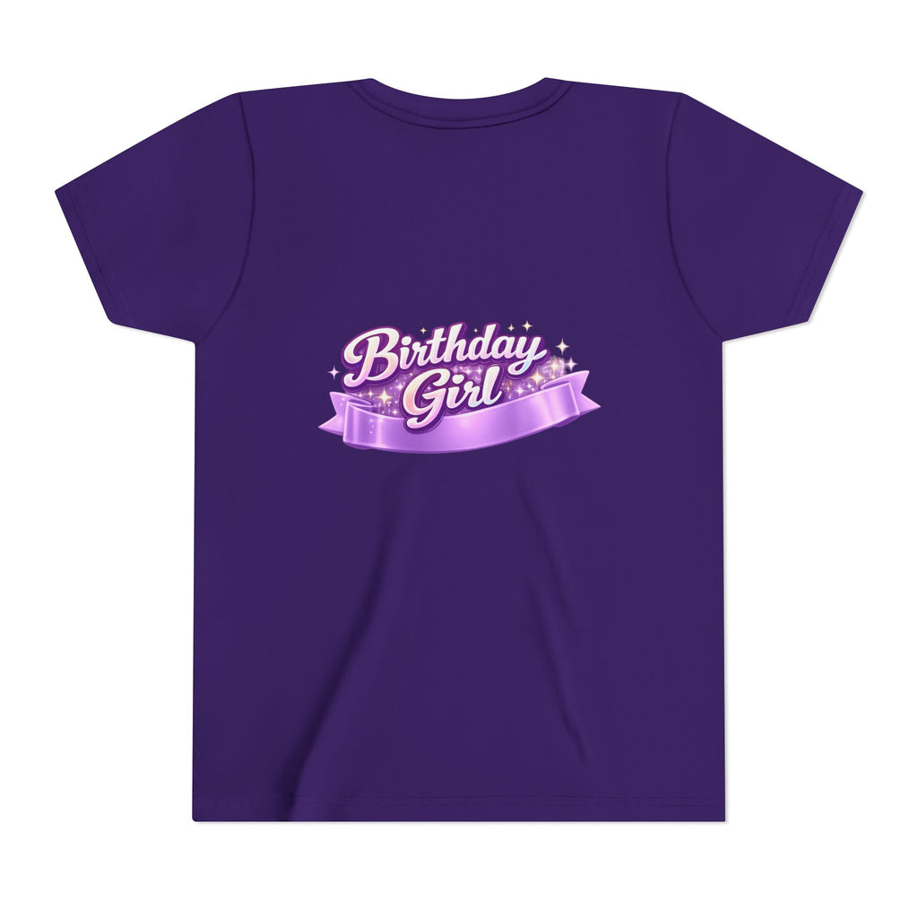Girls' 5th Birthday Tee - 'Happy Birthday' Glitter Stars Design