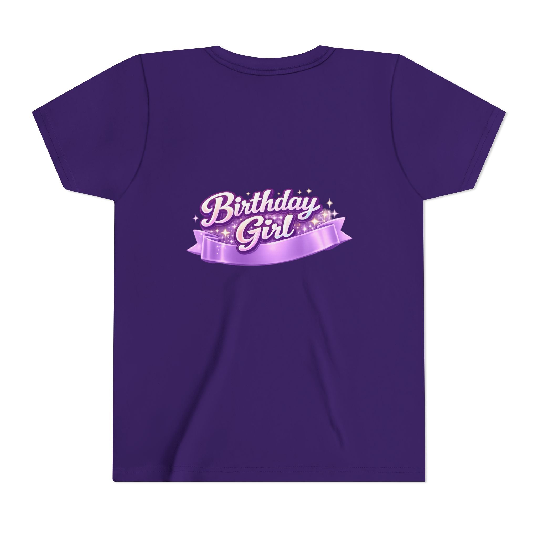 Girls' 5th Birthday Tee - 'Happy Birthday' Glitter Stars Design