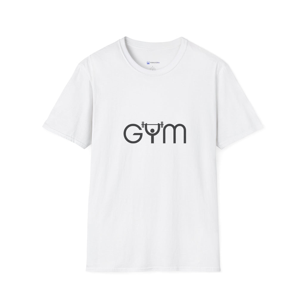 Gym Logo T‑Shirt — Minimal Fitness Tee with Barbell 'Gym' Design