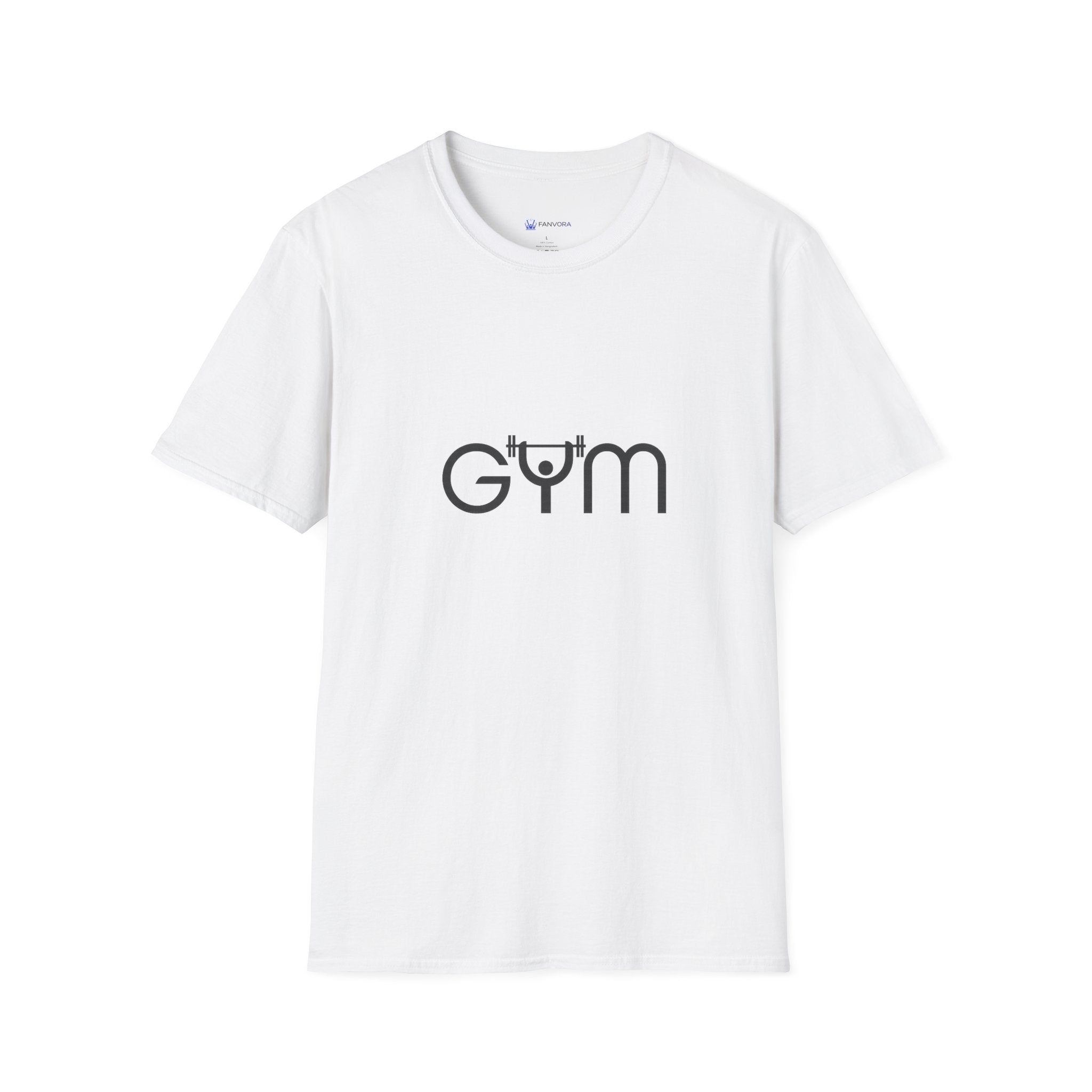 Gym Logo T‑Shirt — Minimal Fitness Tee with Barbell 'Gym' Design