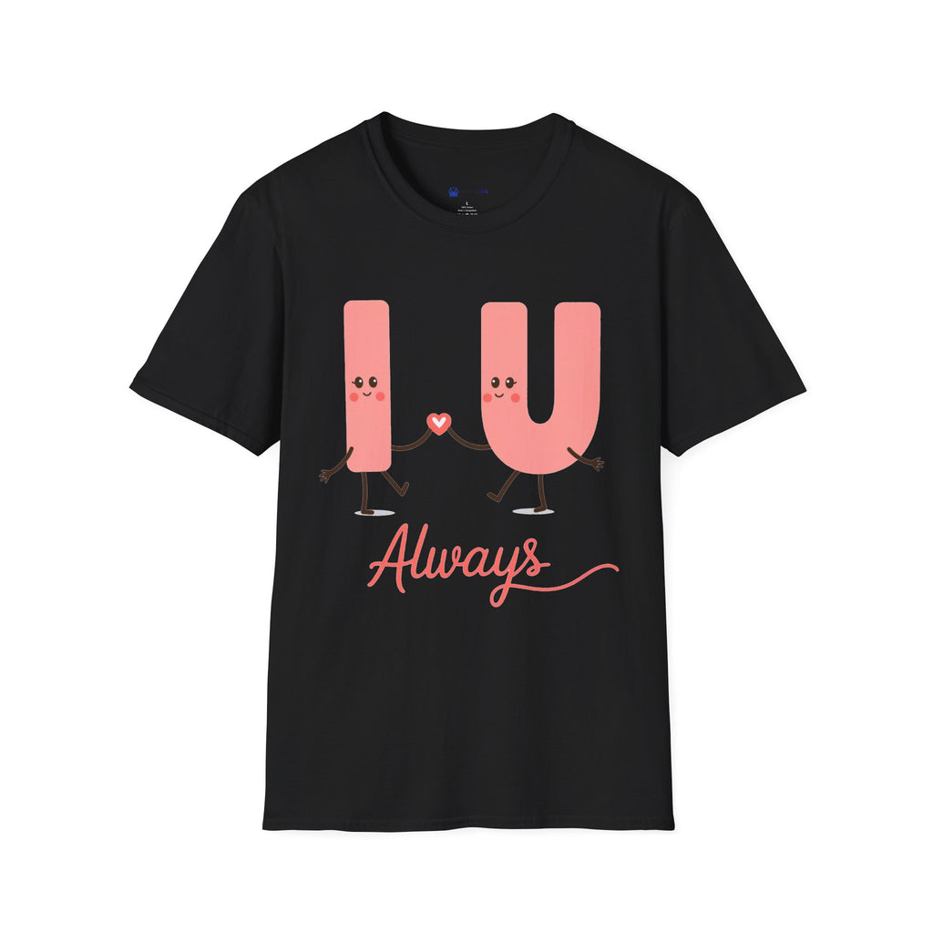 T-Shirt – Cute 'I  U Always' Kissing Letters Valentine's Tee
