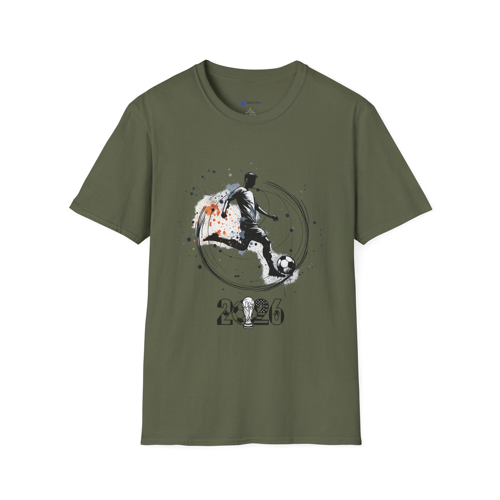 Soccer Player Silhouette T‑Shirt — 2026 Grunge Football Design