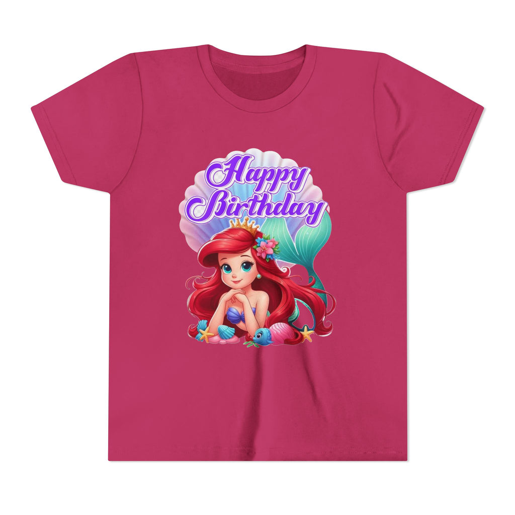 Birthday Youth Tee - Cute Mermaid "Happy Birthday" Graphic