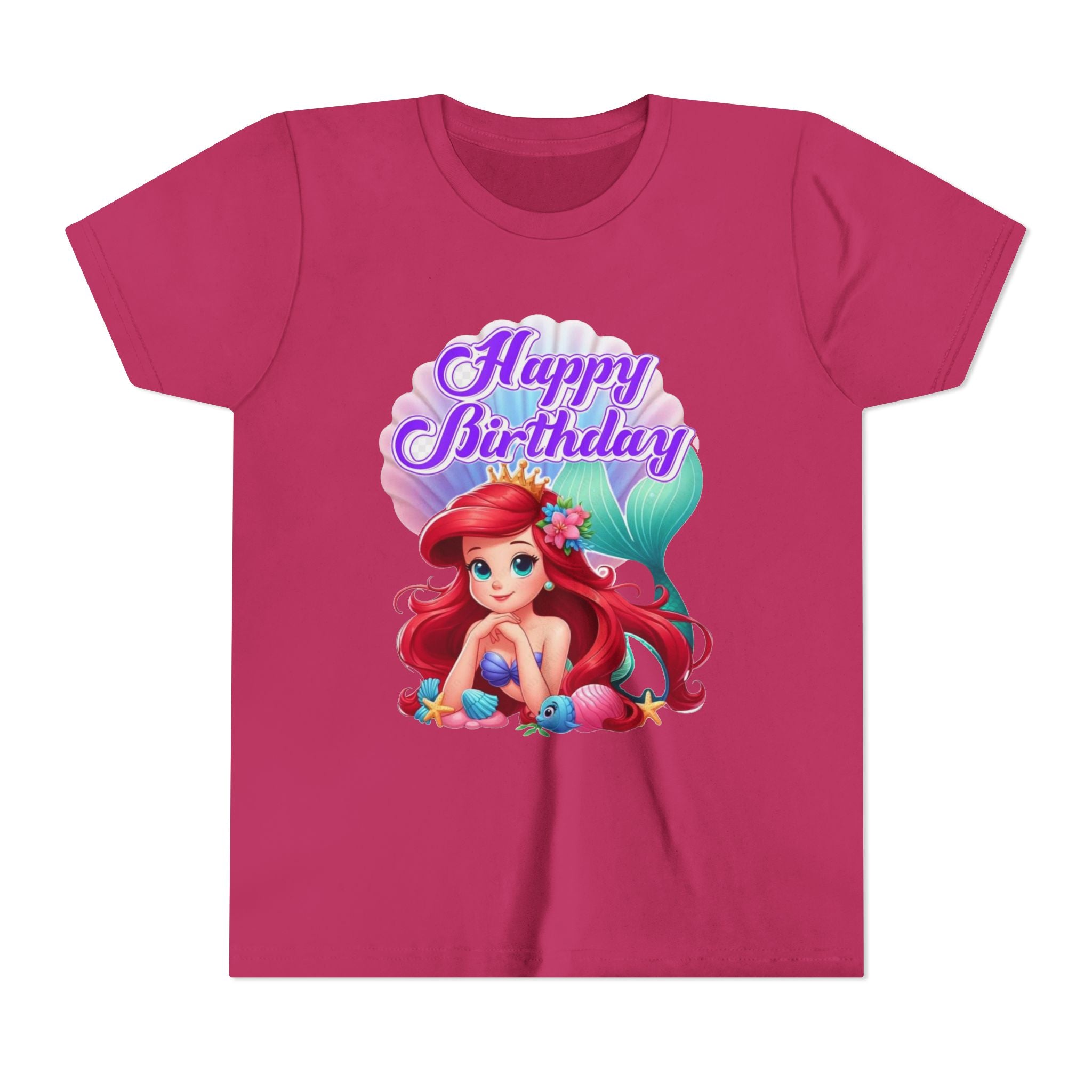 Birthday Youth Tee - Cute Mermaid "Happy Birthday" Graphic