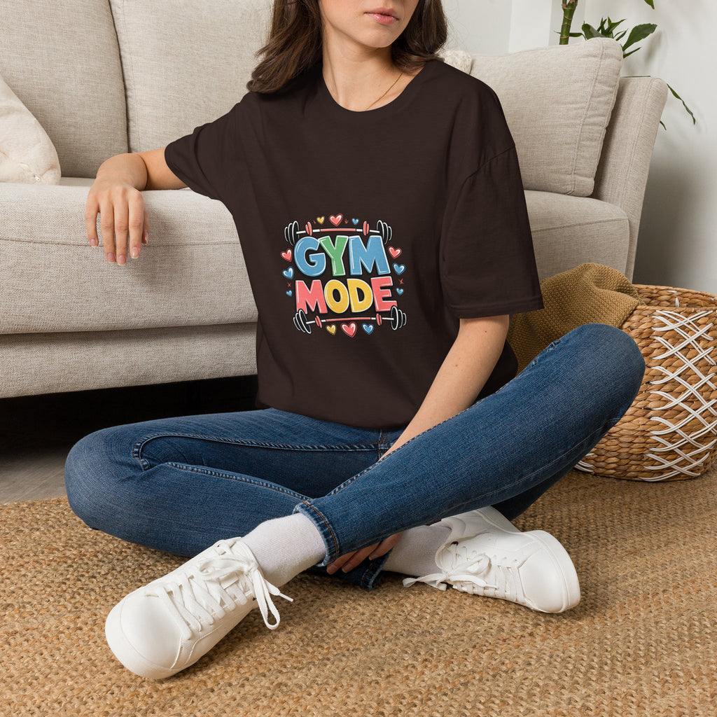 Gym Mode T-Shirt — Cute Barbell Fitness Tee for Gym Lovers