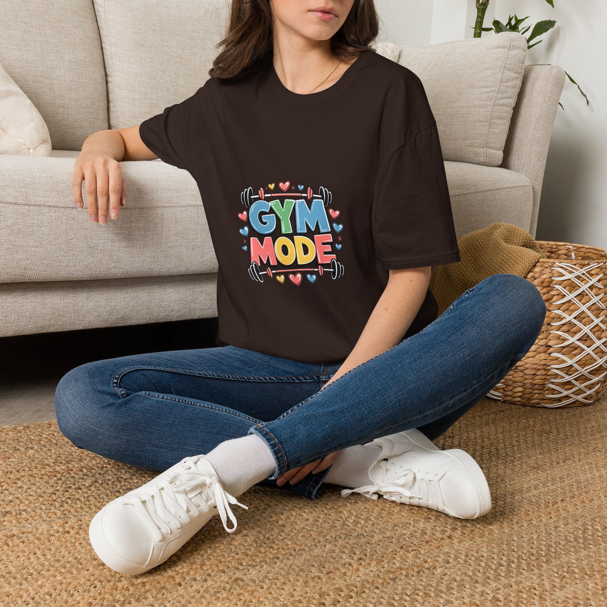 Gym Mode T-Shirt — Cute Barbell Fitness Tee for Gym Lovers