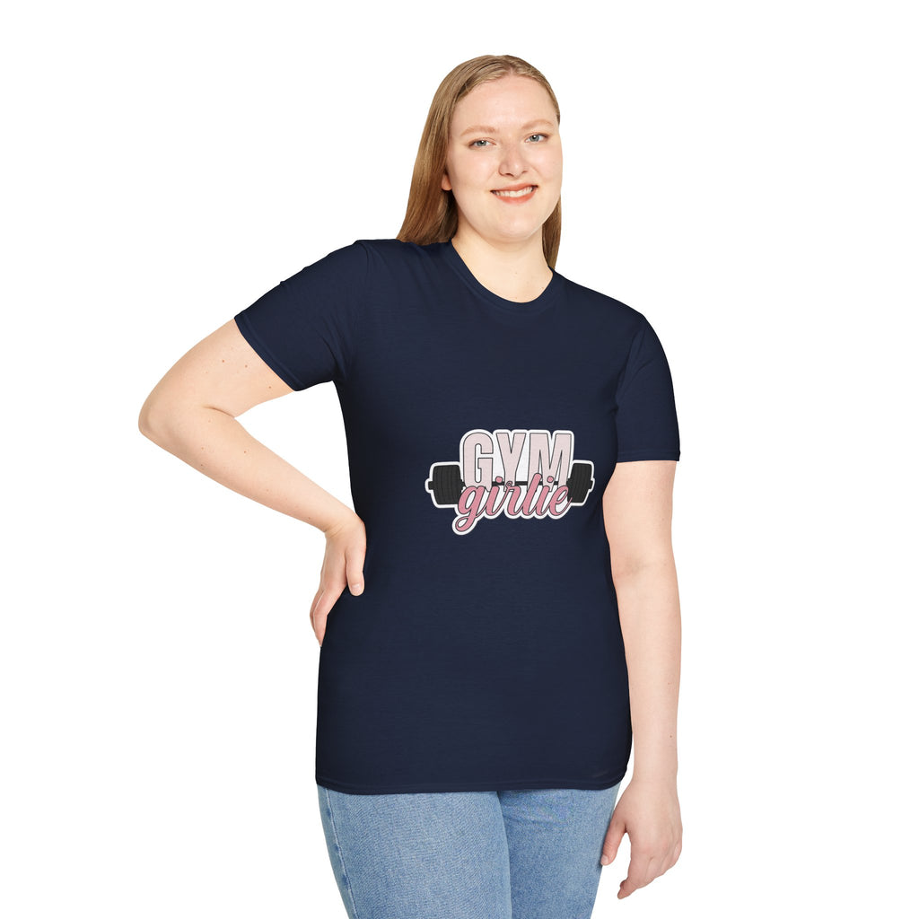 Gym Girlie T-Shirt — Women’s Fitness Tee with Barbell Graphic