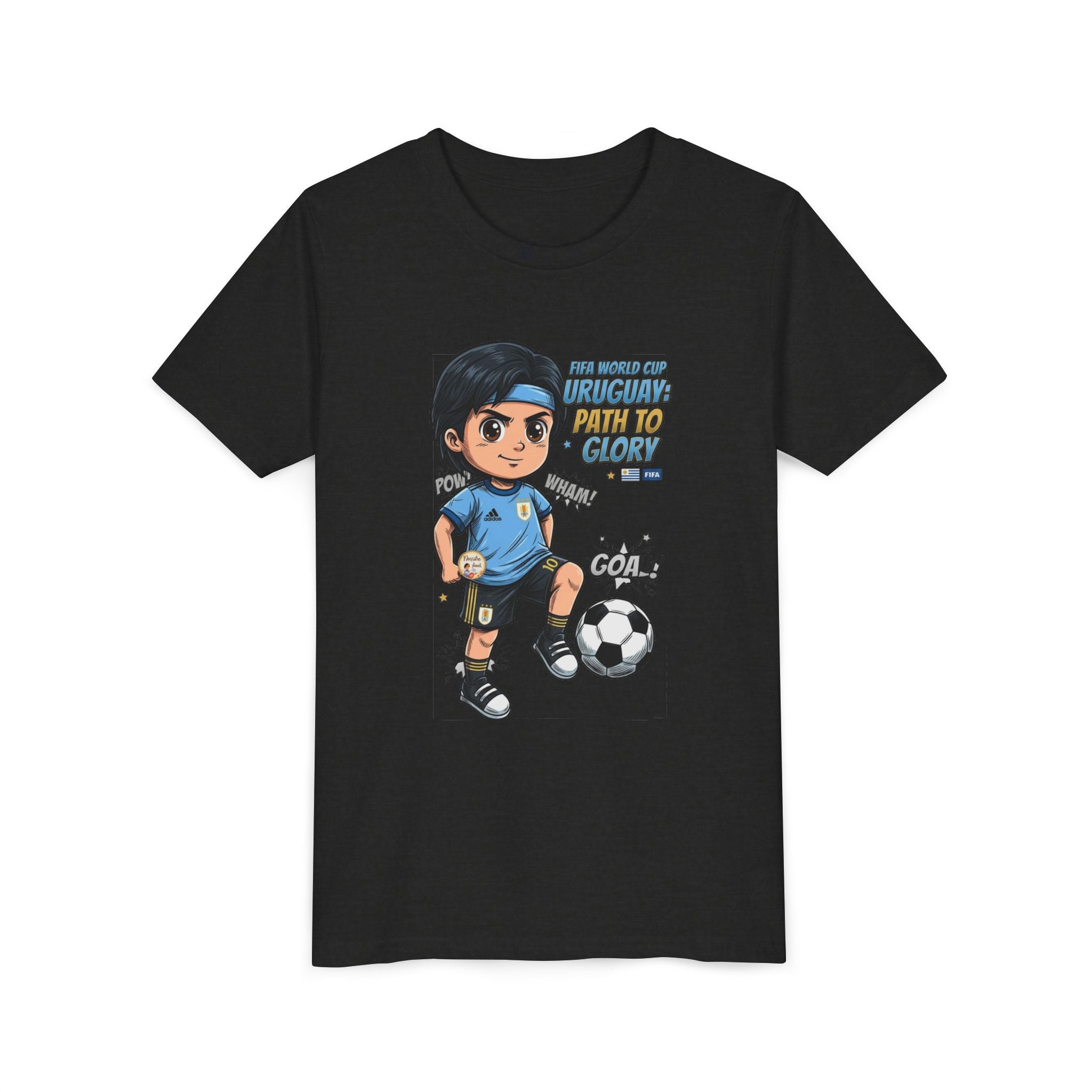 Youth Soccer Tee – Cute Cartoon Player "Ready to Score" Kids Jersey