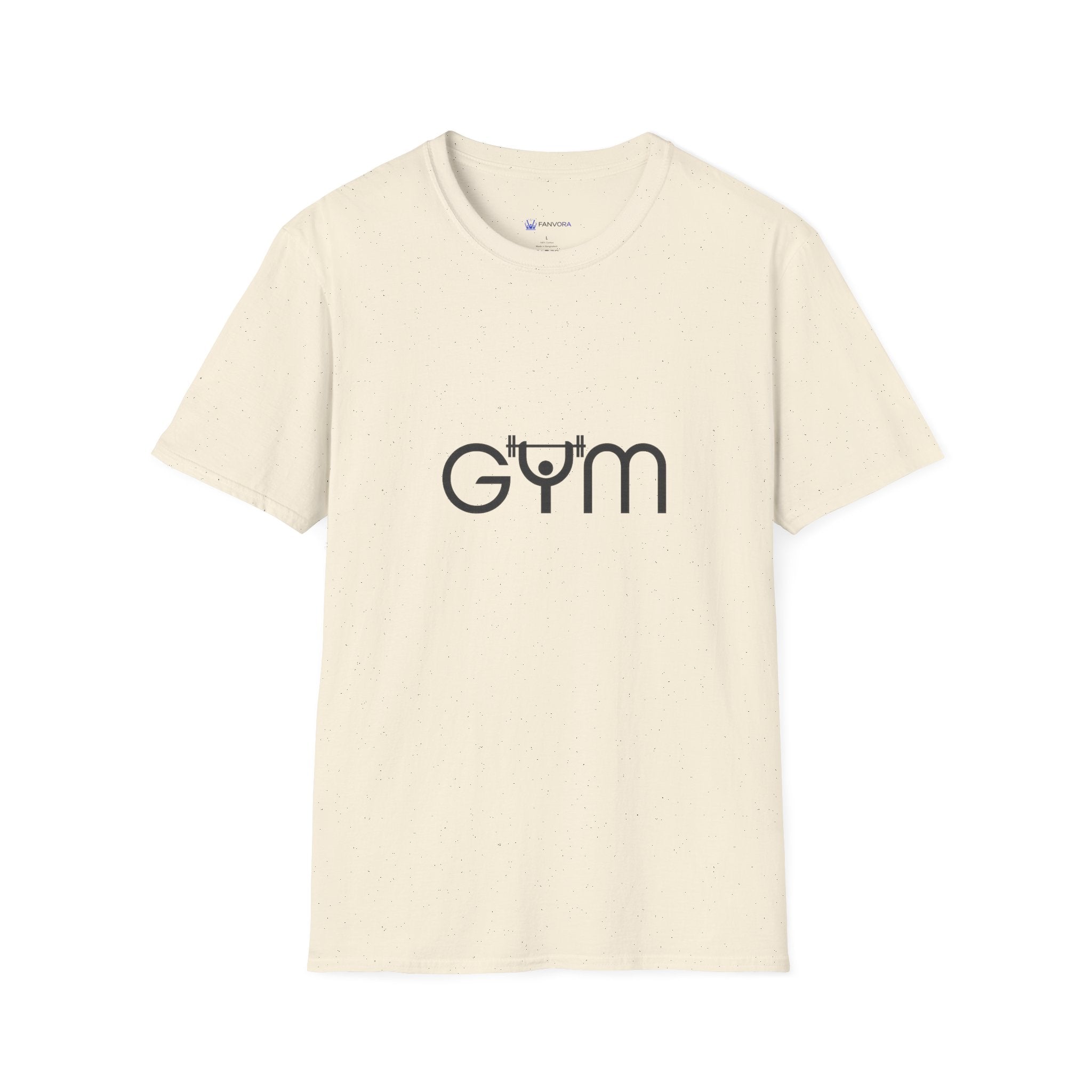Gym Logo T‑Shirt — Minimal Fitness Tee with Barbell 'Gym' Design