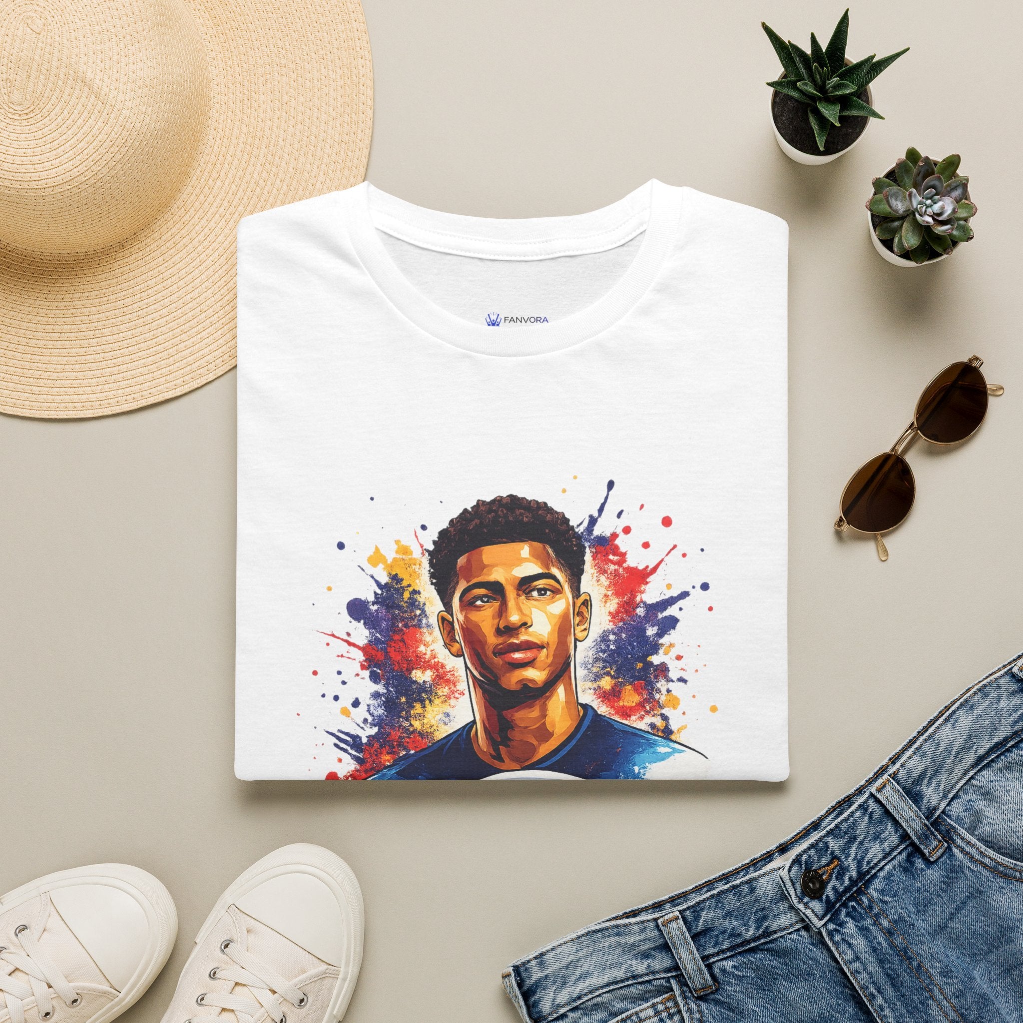 Portrait T-Shirt — Color Splash Football Player Graphic ("England legend")