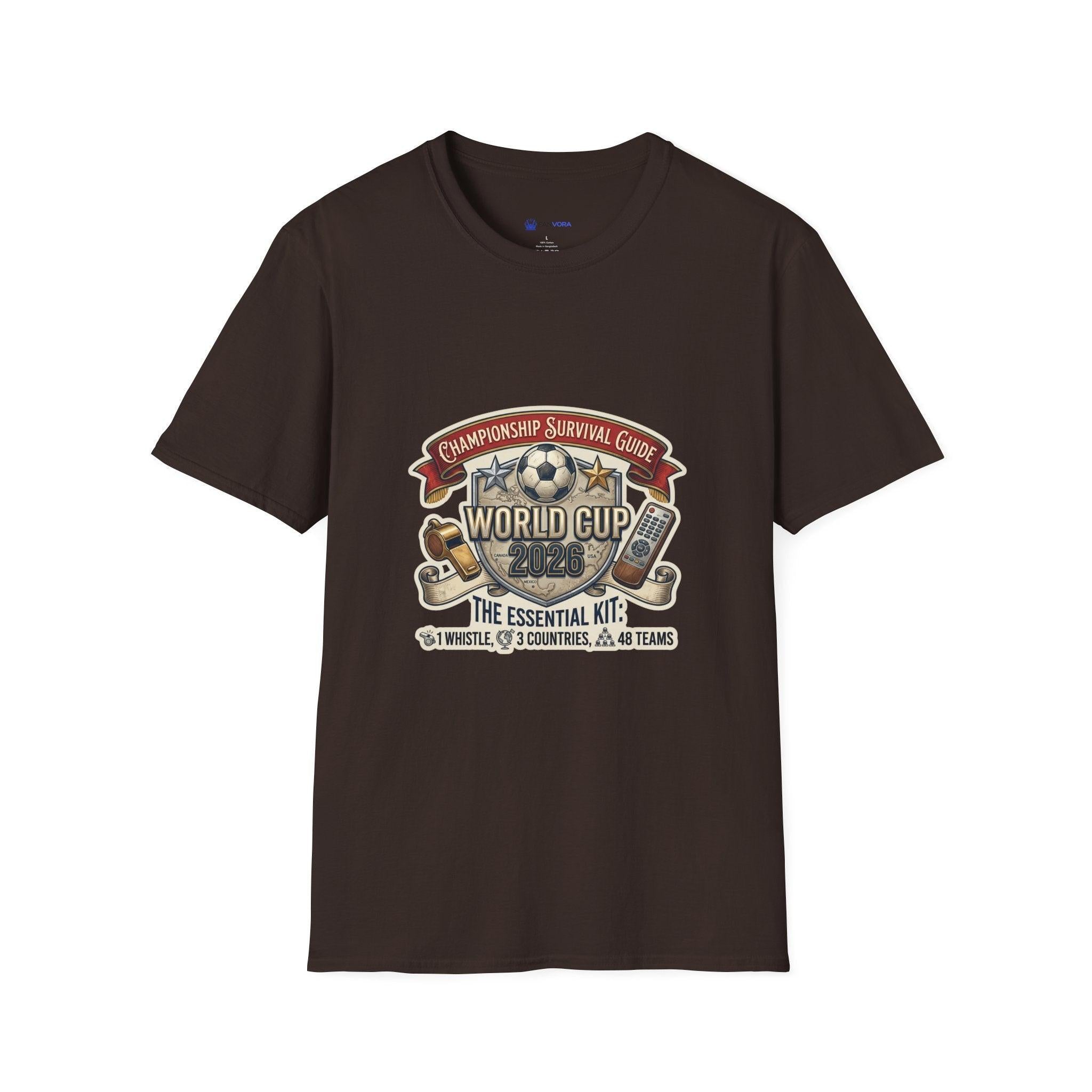 Unisex - World Cup Survival Guide T-Shirt — "The Essential Kit" Soccer Fan Tee.
