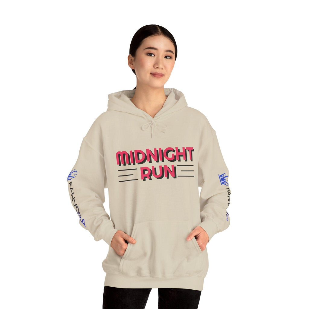 Unisex Midnight Run Hoodie — Retro Palm Beach Graphic Hooded Sweatshirt.
