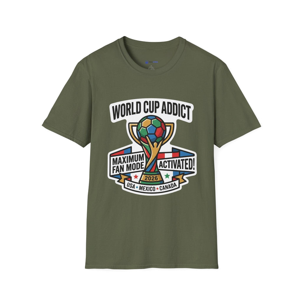 Unisex - World Cup Addict T-Shirt - "Maximum Fan Mode Activated" 2026 USA Mexico Canada Soccer Tee.