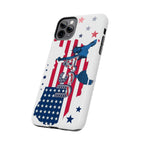 Patriotic USA Tough Phone Case — American Flag Soldier Silhouette.