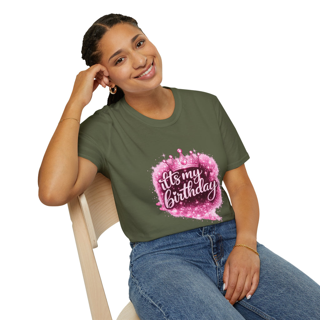 Birthday T-Shirt — “It's My Birthday” Pink Crown Celebration Tee