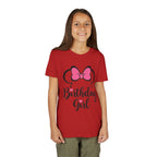 Birthday Girl Youth Tee — Pink Bow Party Shirt for Girls