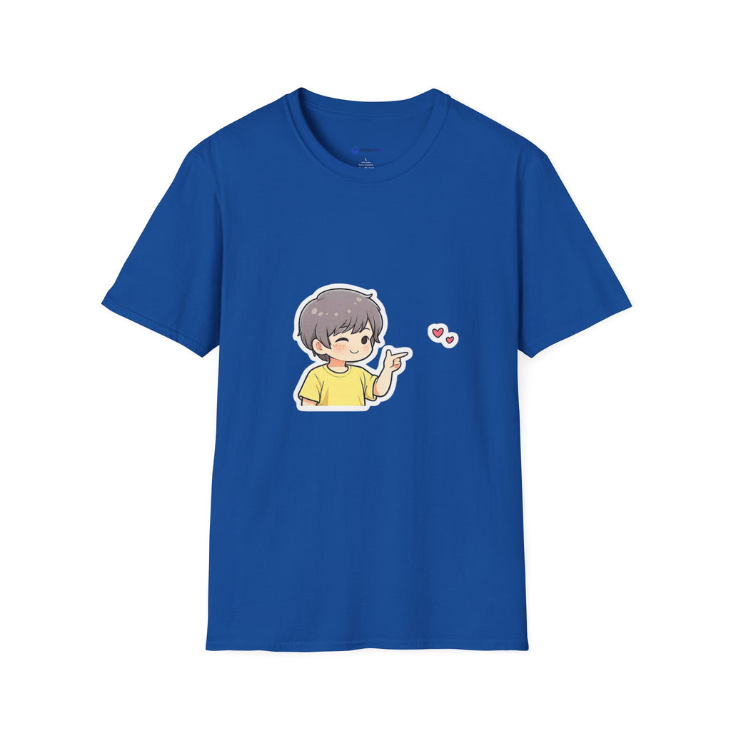 Cute Boy Waving Hearts T-Shirt — Cute Kawaii Cartoon Graphic Tee