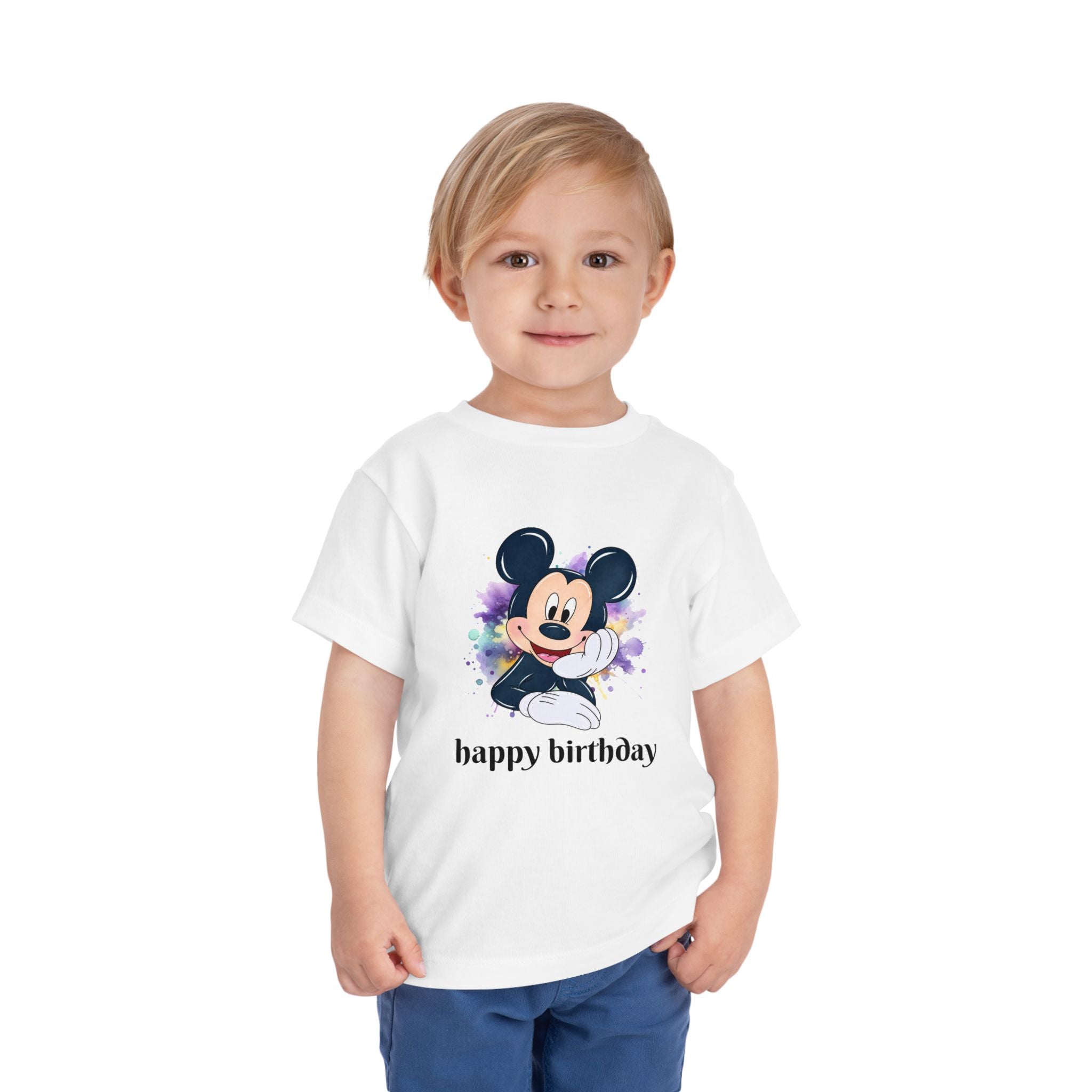 Toddler Tee — Cute Mickey "happy birthday" Birthday Shirt for Kids