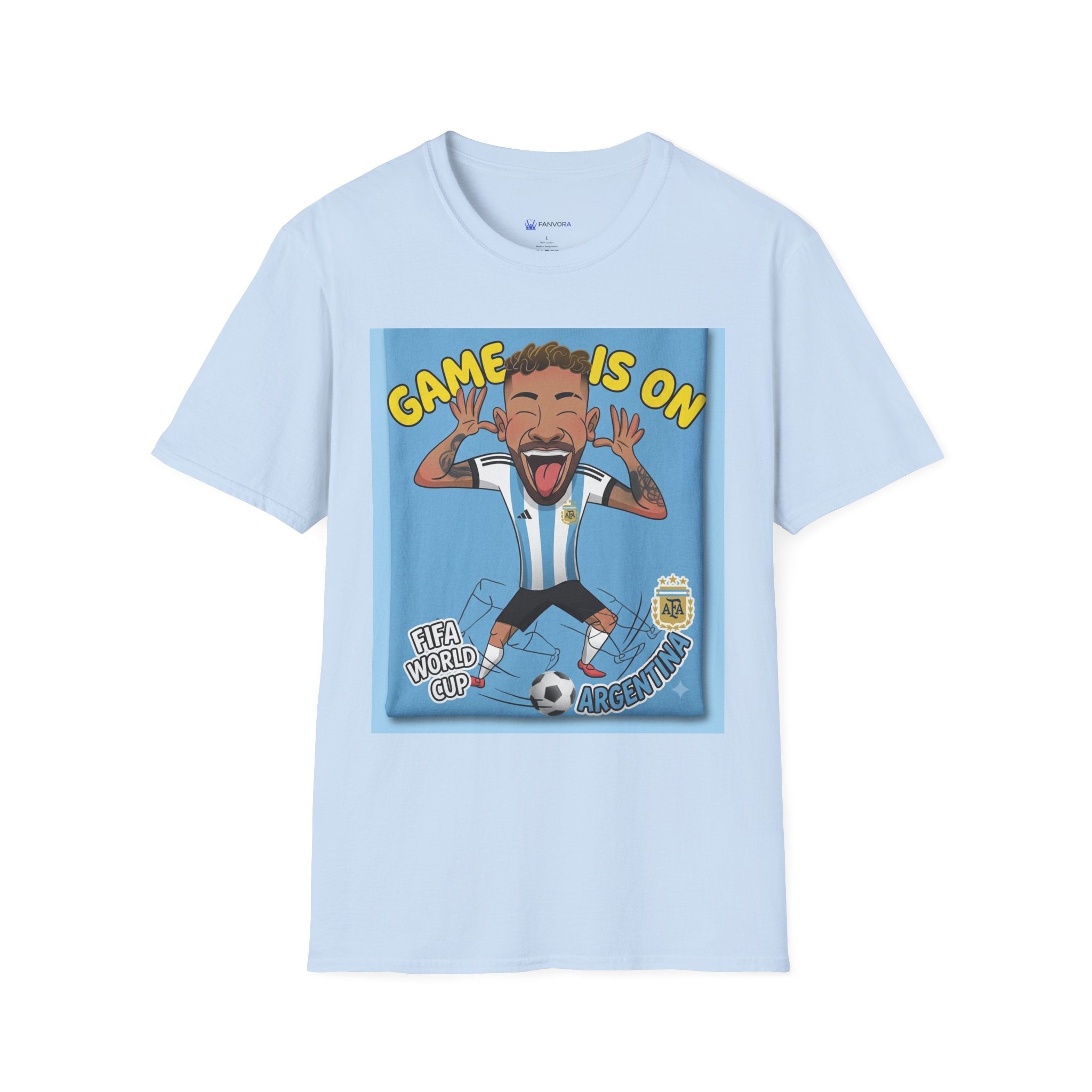 Soccer Fan T-Shirt — "Game Is On" Cartoon Player Graphic